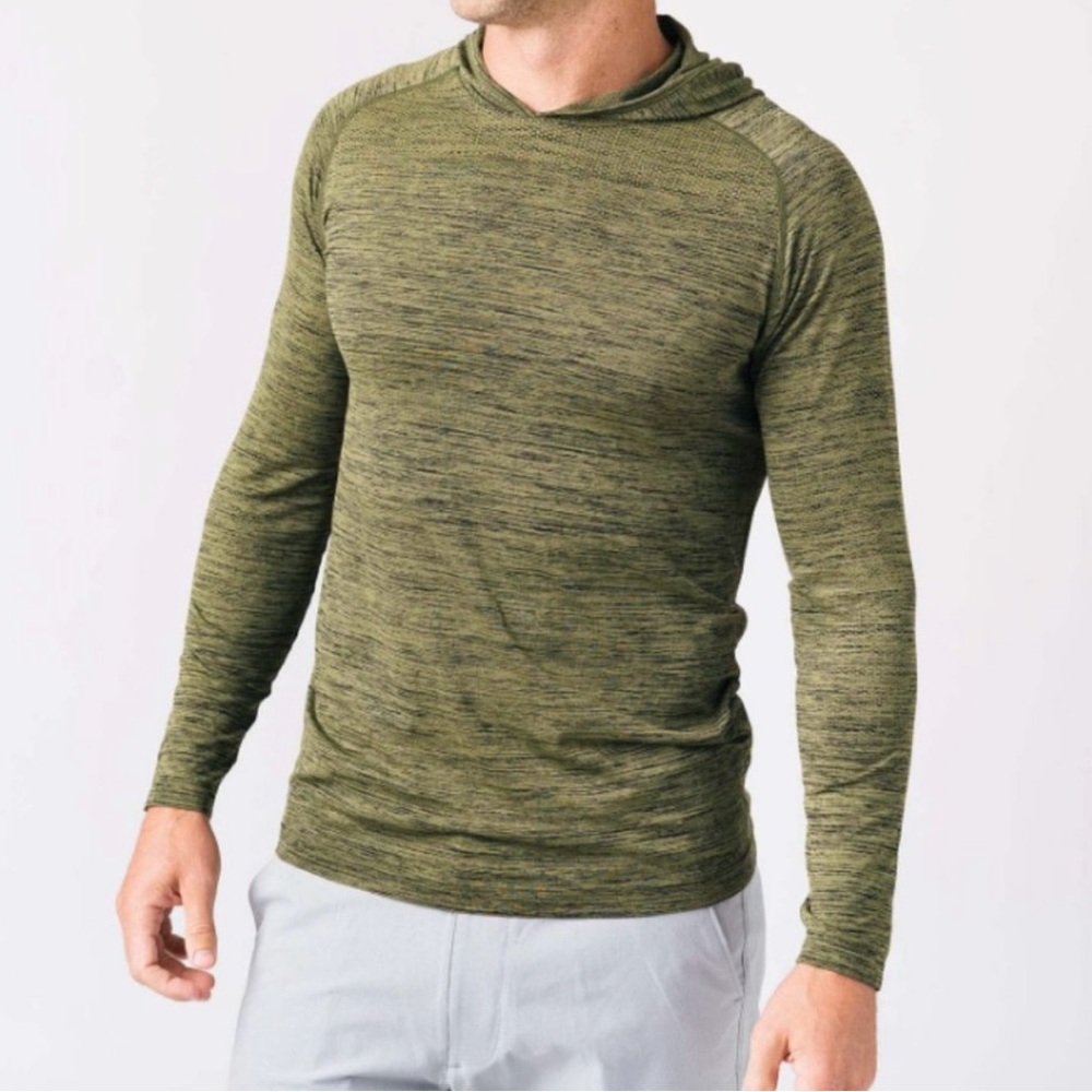 ZYIA Active Army Green Long Sleeve Hooded Shirt Men Size Medium
